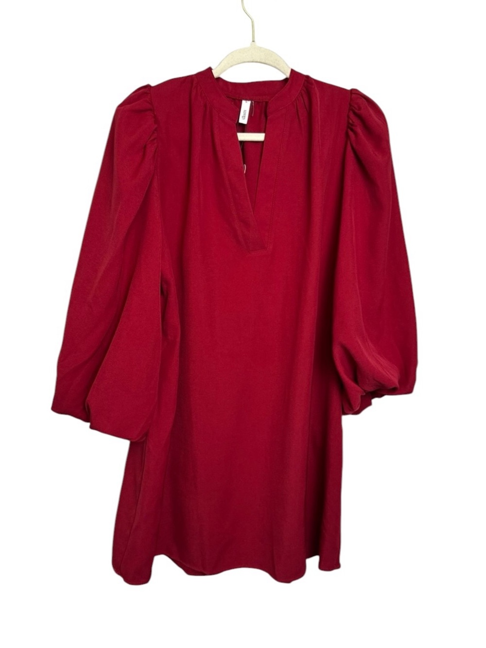 Glam red shirt dress with puffy sleeves New medium cherry red glam chic retro